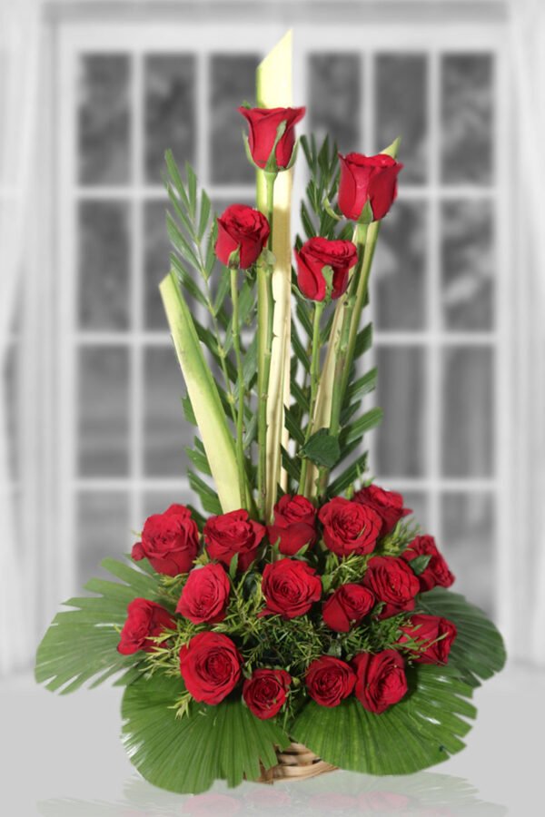 20 Red Roses Basket Arrangement