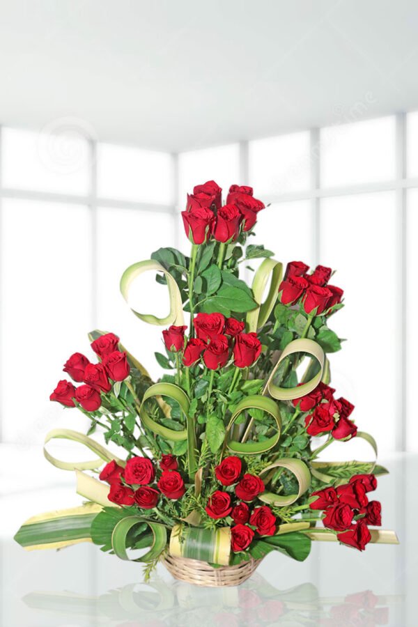 50 Red Roses Basket Arrangement